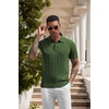 image:imageCOOFANDY Mens Knit Polo Shirts Short Sleeve Ribbed Textured Polo Shirt Lightweight Casual Golf Shirts Collared T ShirtArmy Green