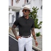 image:imageCOOFANDY Mens Knit Polo Shirts Short Sleeve Ribbed Textured Polo Shirt Lightweight Casual Golf Shirts Collared T ShirtBlack