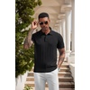 image:imageCOOFANDY Mens Knit Polo Shirts Short Sleeve Ribbed Textured Polo Shirt Lightweight Casual Golf Shirts Collared T ShirtBlack