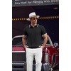 image:imageCOOFANDY Mens Knit Polo Shirts Short Sleeve Ribbed Textured Polo Shirt Lightweight Casual Golf Shirts Collared T ShirtBlack White Striped