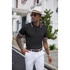 image:imageCOOFANDY Mens Knit Polo Shirts Short Sleeve Ribbed Textured Polo Shirt Lightweight Casual Golf Shirts Collared T ShirtBlack White Striped