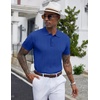 image:imageCOOFANDY Mens Knit Polo Shirts Short Sleeve Ribbed Textured Polo Shirt Lightweight Casual Golf Shirts Collared T ShirtBlue