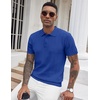 image:imageCOOFANDY Mens Knit Polo Shirts Short Sleeve Ribbed Textured Polo Shirt Lightweight Casual Golf Shirts Collared T ShirtBlue