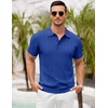 image:imageCOOFANDY Mens Knit Polo Shirts Short Sleeve Ribbed Textured Polo Shirt Lightweight Casual Golf Shirts Collared T ShirtBlue