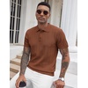 image:imageCOOFANDY Mens Knit Polo Shirts Short Sleeve Ribbed Textured Polo Shirt Lightweight Casual Golf Shirts Collared T ShirtBrown