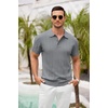 image:imageCOOFANDY Mens Knit Polo Shirts Short Sleeve Ribbed Textured Polo Shirt Lightweight Casual Golf Shirts Collared T ShirtDark Gray