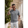 image:imageCOOFANDY Mens Knit Polo Shirts Short Sleeve Ribbed Textured Polo Shirt Lightweight Casual Golf Shirts Collared T ShirtDark Gray