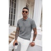 image:imageCOOFANDY Mens Knit Polo Shirts Short Sleeve Ribbed Textured Polo Shirt Lightweight Casual Golf Shirts Collared T ShirtDark Gray