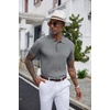 image:imageCOOFANDY Mens Knit Polo Shirts Short Sleeve Ribbed Textured Polo Shirt Lightweight Casual Golf Shirts Collared T ShirtDark Gray