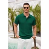 image:imageCOOFANDY Mens Knit Polo Shirts Short Sleeve Ribbed Textured Polo Shirt Lightweight Casual Golf Shirts Collared T ShirtDark Green