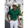 image:imageCOOFANDY Mens Knit Polo Shirts Short Sleeve Ribbed Textured Polo Shirt Lightweight Casual Golf Shirts Collared T ShirtDark Green