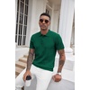 image:imageCOOFANDY Mens Knit Polo Shirts Short Sleeve Ribbed Textured Polo Shirt Lightweight Casual Golf Shirts Collared T ShirtDark Green