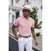 image:imageCOOFANDY Mens Knit Polo Shirts Short Sleeve Ribbed Textured Polo Shirt Lightweight Casual Golf Shirts Collared T ShirtDark Pink