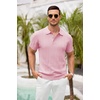 image:imageCOOFANDY Mens Knit Polo Shirts Short Sleeve Ribbed Textured Polo Shirt Lightweight Casual Golf Shirts Collared T ShirtDark Pink