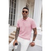 image:imageCOOFANDY Mens Knit Polo Shirts Short Sleeve Ribbed Textured Polo Shirt Lightweight Casual Golf Shirts Collared T ShirtDark Pink