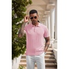 image:imageCOOFANDY Mens Knit Polo Shirts Short Sleeve Ribbed Textured Polo Shirt Lightweight Casual Golf Shirts Collared T ShirtDark Pink