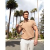 image:imageCOOFANDY Mens Knit Polo Shirts Short Sleeve Ribbed Textured Polo Shirt Lightweight Casual Golf Shirts Collared T ShirtKhaki