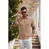image:imageCOOFANDY Mens Knit Polo Shirts Short Sleeve Ribbed Textured Polo Shirt Lightweight Casual Golf Shirts Collared T ShirtKhaki