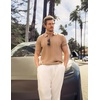 image:imageCOOFANDY Mens Knit Polo Shirts Short Sleeve Ribbed Textured Polo Shirt Lightweight Casual Golf Shirts Collared T ShirtKhaki