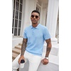 image:imageCOOFANDY Mens Knit Polo Shirts Short Sleeve Ribbed Textured Polo Shirt Lightweight Casual Golf Shirts Collared T ShirtLight Blue