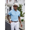 image:imageCOOFANDY Mens Knit Polo Shirts Short Sleeve Ribbed Textured Polo Shirt Lightweight Casual Golf Shirts Collared T ShirtLight Blue