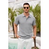 image:imageCOOFANDY Mens Knit Polo Shirts Short Sleeve Ribbed Textured Polo Shirt Lightweight Casual Golf Shirts Collared T ShirtLight Gray