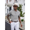 image:imageCOOFANDY Mens Knit Polo Shirts Short Sleeve Ribbed Textured Polo Shirt Lightweight Casual Golf Shirts Collared T ShirtLight Gray