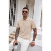 image:imageCOOFANDY Mens Knit Polo Shirts Short Sleeve Ribbed Textured Polo Shirt Lightweight Casual Golf Shirts Collared T ShirtLight Khaki