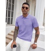image:imageCOOFANDY Mens Knit Polo Shirts Short Sleeve Ribbed Textured Polo Shirt Lightweight Casual Golf Shirts Collared T ShirtLight Purple