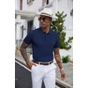 image:imageCOOFANDY Mens Knit Polo Shirts Short Sleeve Ribbed Textured Polo Shirt Lightweight Casual Golf Shirts Collared T ShirtNavy Blue