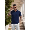 image:imageCOOFANDY Mens Knit Polo Shirts Short Sleeve Ribbed Textured Polo Shirt Lightweight Casual Golf Shirts Collared T ShirtNavy Blue