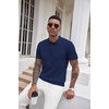 image:imageCOOFANDY Mens Knit Polo Shirts Short Sleeve Ribbed Textured Polo Shirt Lightweight Casual Golf Shirts Collared T ShirtNavy Blue