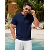 image:imageCOOFANDY Mens Knit Polo Shirts Short Sleeve Ribbed Textured Polo Shirt Lightweight Casual Golf Shirts Collared T ShirtNavy Blue
