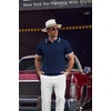 image:imageCOOFANDY Mens Knit Polo Shirts Short Sleeve Ribbed Textured Polo Shirt Lightweight Casual Golf Shirts Collared T ShirtNavy Blue White Striped