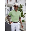 image:imageCOOFANDY Mens Knit Polo Shirts Short Sleeve Ribbed Textured Polo Shirt Lightweight Casual Golf Shirts Collared T ShirtOlive Green