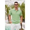 image:imageCOOFANDY Mens Knit Polo Shirts Short Sleeve Ribbed Textured Polo Shirt Lightweight Casual Golf Shirts Collared T ShirtOlive Green