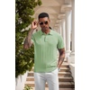 image:imageCOOFANDY Mens Knit Polo Shirts Short Sleeve Ribbed Textured Polo Shirt Lightweight Casual Golf Shirts Collared T ShirtOlive Green