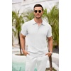 image:imageCOOFANDY Mens Knit Polo Shirts Short Sleeve Ribbed Textured Polo Shirt Lightweight Casual Golf Shirts Collared T ShirtWhite