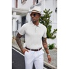 image:imageCOOFANDY Mens Knit Polo Shirts Short Sleeve Ribbed Textured Polo Shirt Lightweight Casual Golf Shirts Collared T ShirtWhite