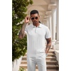 image:imageCOOFANDY Mens Knit Polo Shirts Short Sleeve Ribbed Textured Polo Shirt Lightweight Casual Golf Shirts Collared T ShirtWhite