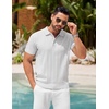 image:imageCOOFANDY Mens Knit Polo Shirts Short Sleeve Ribbed Textured Polo Shirt Lightweight Casual Golf Shirts Collared T ShirtWhite