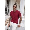 image:imageCOOFANDY Mens Knit Polo Shirts Short Sleeve Ribbed Textured Polo Shirt Lightweight Casual Golf Shirts Collared T ShirtWine Red