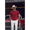 image:imageCOOFANDY Mens Knit Polo Shirts Short Sleeve Ribbed Textured Polo Shirt Lightweight Casual Golf Shirts Collared T ShirtWine Red White Striped