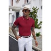 image:imageCOOFANDY Mens Knit Polo Shirts Short Sleeve Ribbed Textured Polo Shirt Lightweight Casual Golf Shirts Collared T ShirtWine Red White Striped