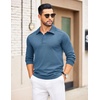 image:imageCOOFANDY Mens Knit Polo Sweater Long Sleeve Polo Collared Sweaters Hidden Button Casual Pullover SweaterA Dark Blue