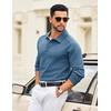 image:imageCOOFANDY Mens Knit Polo Sweater Long Sleeve Polo Collared Sweaters Hidden Button Casual Pullover SweaterA Dark Blue