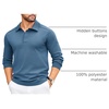 image:imageCOOFANDY Mens Knit Polo Sweater Long Sleeve Polo Collared Sweaters Hidden Button Casual Pullover SweaterA Dark Blue