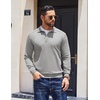 image:imageCOOFANDY Mens Knit Polo Sweater Long Sleeve Polo Collared Sweaters Hidden Button Casual Pullover SweaterA Light Grey