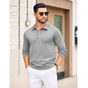 image:imageCOOFANDY Mens Knit Polo Sweater Long Sleeve Polo Collared Sweaters Hidden Button Casual Pullover SweaterA Light Grey