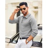 image:imageCOOFANDY Mens Knit Polo Sweater Long Sleeve Polo Collared Sweaters Hidden Button Casual Pullover SweaterA Light Grey